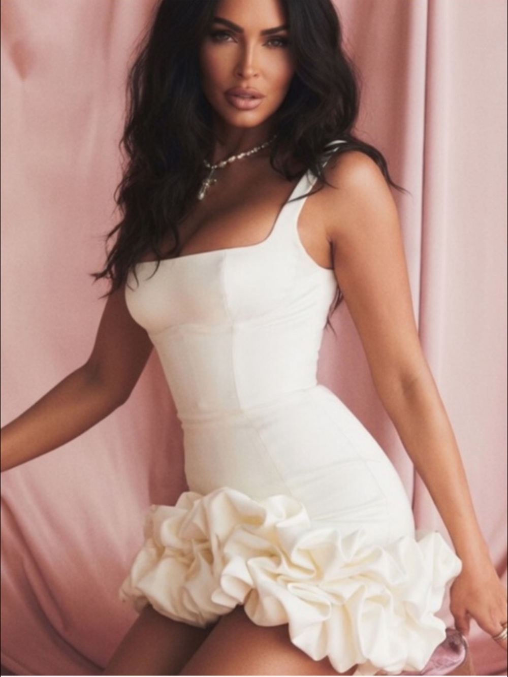 HOUSE OF CB 'Lilou' Ivory Ruffle Hem Dress /Size S-US 4-6/$255 - Picture 5 of 7